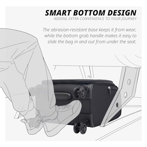 Verage Underseat Carry On Luggage with Wheels,14.5-Inch,Black | Personal Item Bag,Airline Approved, Laptop Compartment, USB Charging Port - color: Black, size: 14.5-Inch Plus Underseat