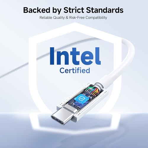 Cable Matters [Intel Certified] 80Gbps Thunderbolt 5 Cable, 3.3ft / 1m | White, [up to 120Gbps Boost, 8K@120Hz / 6K@240Hz / 4K@540Hz with DSC, 240W, 80G Data Transfer], Supports TB 4/3, USB4, USB-C - color: White, size: 3.3 ft