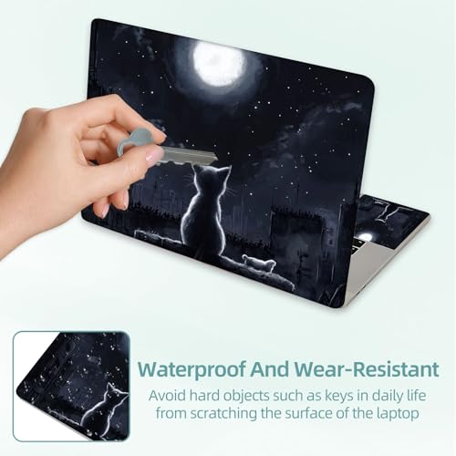 Universal Laptop Skin Decal, 3-Piece Vinyl Protector for 12 13 14 15.6" Notebook, Waterproof Anti-Scratch, Easy Trim & Bubble-Free Finish, Cat Sits on the Roof - color: Cat Sits on the Roof