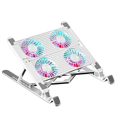 Aluminum Alloy Laptop Cooling Pad, RGB Gaming Laptop Cooler with 4 Quiet Cooling Fans, 7 Height Stand Adjustable Height Laptop Stand for Desk, Memory Function for 11-17.3 Inch Laptops