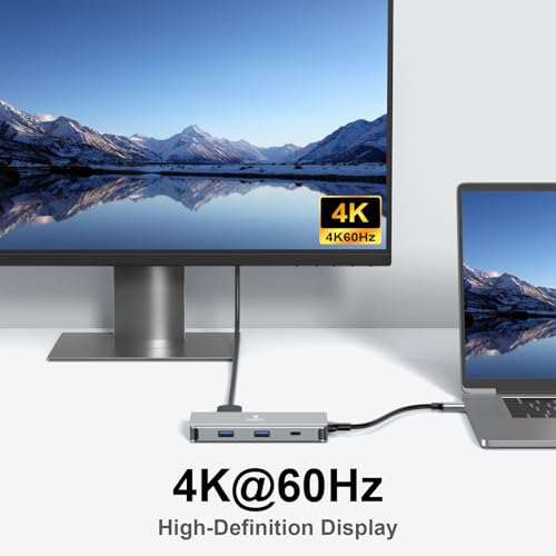 USB C Docking Station Dual Monitor, Laptop Docking Station 3 Monitor, USB C Hub Dual 4K@60Hz HDMI Display with DisplayPort Port, 5Gbps USB-A/C Data Port, 100W PD, for HP/Dell/Lenovo/Laptop