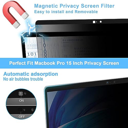 ZOEGAA Privacy Screen Protector for MacBook Pro 15 Inch (2016-2019). | 1 Install Ways; Camera Cover; Anti Bule Light/Glare; Compatible With MacBook Pro 15 Inch (2016-2019). - size: MacBook Pro 15 inch (2016-2019)