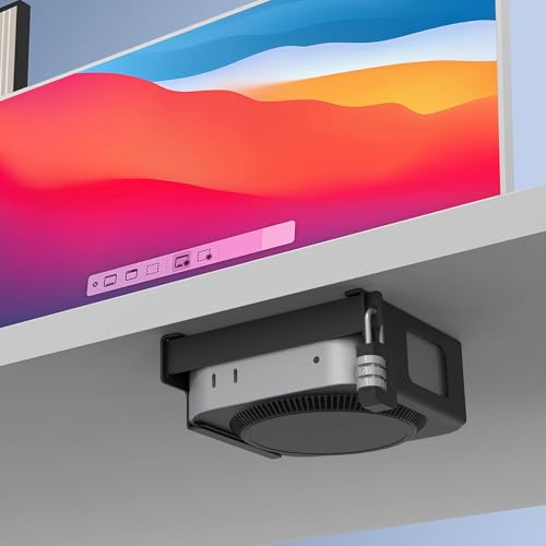 Under Desk Mount for Mac Mini M4/M4 Pro | Anti-Theft Metal Bracket with Password Lock & Protective Padding |VESA-Compatible Hidden Installation (Desk/Monitor)