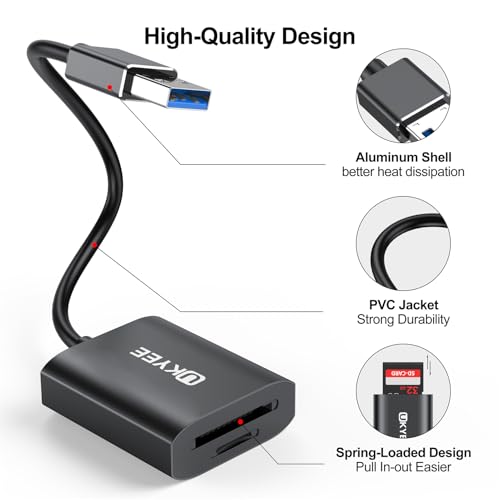 SD Card Reader, High-Speed USB 3.0 to Micro SD Card Reader, Dual Slot Simultaneous Read Write Compatible with SD,SDHC,SDXC MicroSD,MicroSDHC,MicroSDXC, for Windows,Mac,Linux Systems