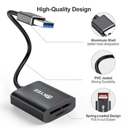 SD Card Reader, High-Speed USB 3.0 to Micro SD Card Reader, Dual Slot Simultaneous Read Write Compatible with SD,SDHC,SDXC MicroSD,MicroSDHC,MicroSDXC, for Windows,Mac,Linux Systems