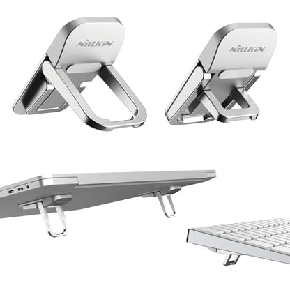 Nillkin Computer Keyboard Stand for Desktop with 3 Adjustable Angles, Mini Laptop Feet, Flip Keyboard Riser Feet for Keyboards, Laptop Stand for MacBook, Dell, HP, Other 14-16 Inches, Silver - color: Silver