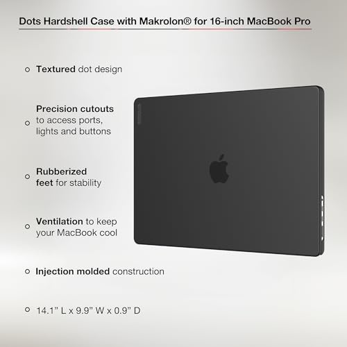 Incase Dots Hardshell with Makrolon® - MacBook Pro 16 inch Case - M5 2026, 2025, 2024, 2023-2021, M4, M3, M2, M1 - MacBook Case, Laptop Cover, Protective Hard Shell, Scratch Resistant - Black - color: Black