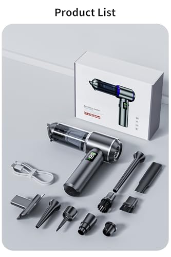 Completely upgraded Car Vacuum,Portable Mini Cordless Cleaner, fast Charging, One-click dust remova, 20000PA Suction Power, 6000mAh Battery Air Blower Wireless Handheld Vacuum for Car,Office and Home
