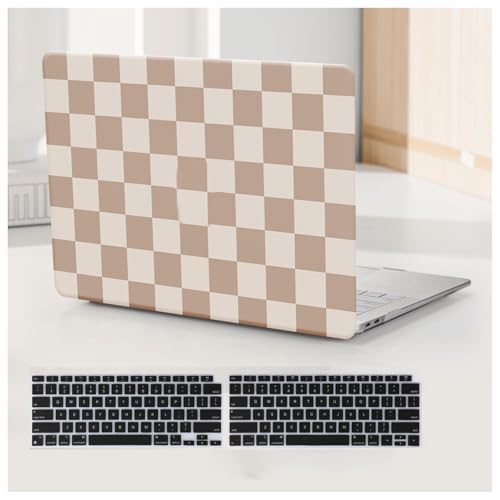 Compatible with MacBook Pro 13 inch Case M2 2026-2023,2022-2016 A2338 M1 A2251 A2289 A2159 A1989 A1708 A1706, Checkered Textured Cream Plastic Hard Shell & Keyboard Cover, Checkerd Neutral - color: Checkerd Neutral, size: 2016-2026 Macbook Pro 13 inch M1