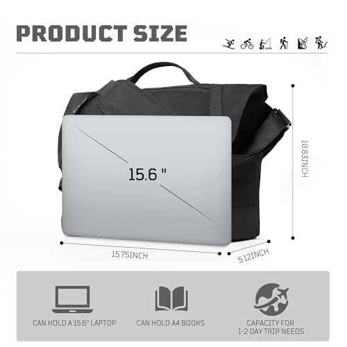 1TG Messenger Bag for Men, Laptop Bag Fit for 13'' 15'' | Crossbody Shoulder Bag, Satchel, Water-resistant, with Laptop Sleeve up to 15.6'', for Office Work Travel