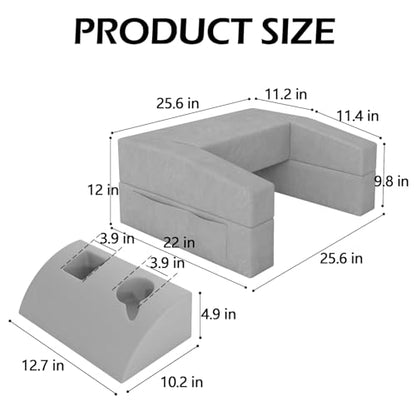 Lap Desk Pillow for Laptop, Large Reading Pillow for Adult, Ergonomic Arm Rest Pillow with Cup Holder, Memory Foam Bed Desk for Working (Reading Pillow + Cup Holder)