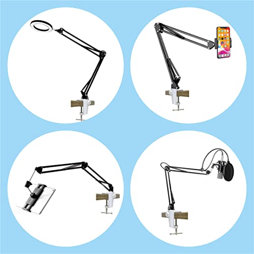 Replacement Heavy Duty C Clamp for 1/2” Base Magnifying Lamp,Desk Lamp,Swing Arm Lamp,Phone I pad Mount,Tablet Mic Holder,Table Mount Clamp for Microphone Stand Mic Boom Arm (ALU White) - color: Alu White