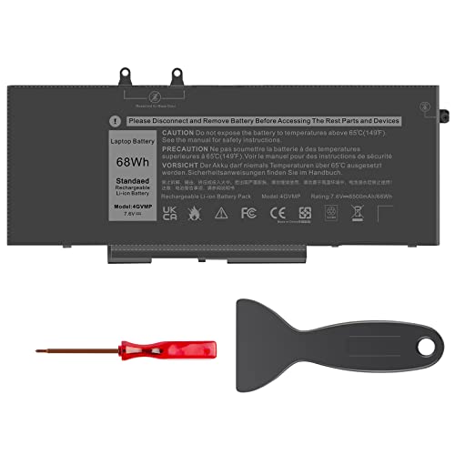4GVMP Laptop Battery for Dell Latitude 5400 5500 5410 5510 E5400 E5500 Inspiron 7590 7591 7791 2-in-1 Precision 3540 3550 Series P84F P84F001 P42E P42E001 P98G001 P80F001 RF7WM C5GV2 H82T6 7.6V 68Wh - size: 4GVMP 10.83 × 5.12 × 0.73 inch