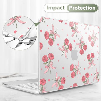 Compatible with MacBook Neo 13 inch (2026 Release A3404) (A18 Pro) with Liquid Retina Display, Printed Slim Protective Case with Screen Protector & Keybaord Cover, Rose Bows - color: Rose Bows