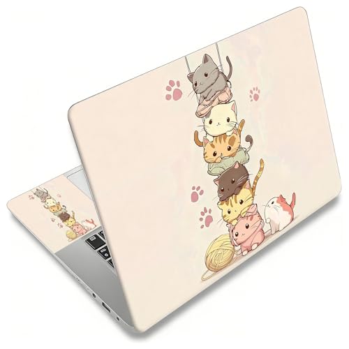 Laptop Skin Sticker Decal, Universal Reusable Vinyl Laptop Cover for 12" 13" 13.3" 14" 15" 15.4" 15.6" Notebook PC, Waterproof Scratch-Resistant with 2 Wrist Pads, Easy to Apply & Remove,Cats Cute - color: Cats Cute
