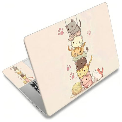 Laptop Skin Sticker Decal, Universal Reusable Vinyl Laptop Cover for 12" 13" 13.3" 14" 15" 15.4" 15.6" Notebook PC, Waterproof Scratch-Resistant with 2 Wrist Pads, Easy to Apply & Remove,Cats Cute - color: Cats Cute