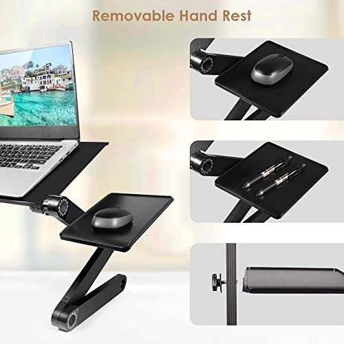 2020 New Laptop Table, Adjustable Laptop Stand with Large Cooling Fan & Mouse Pad, Foldable Book Stand Notebook Holder for Bed Couch Sofa Office