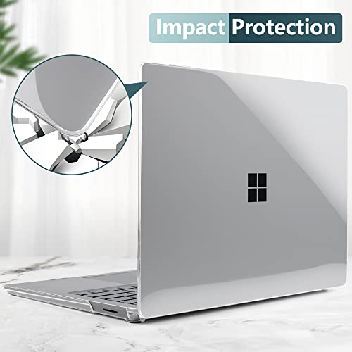 TWOLSKOO Case for 13.5" Microsoft Surface Laptop 5/4/3 with Metal Palm Rest Model 1951/1868, Protective Plastic Hard Shell & Keyboard Cover & Screen Protector & Dust Plugs, Crystal Clear