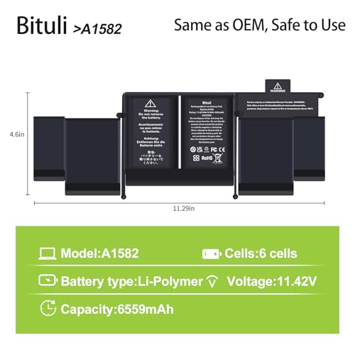 A1582 A1502 Battery Replacement for MacBook Pro 13 inch Retina [ Early 2015, Mid 2014, Late 2013 ] A1493 - High-Performance and Longevity - color: A1582