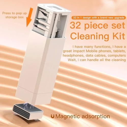 Professional Electronics Cleaning Kit, Multi-Function Computer Keyboard Cleaner Set with Retractable Brush & Earbud Cleaning Pen, Portable Screen Cleaner (Q32)