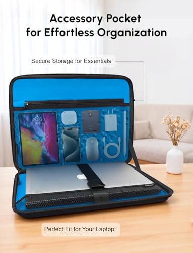 DOMISO 15.6 inch Laptop Sleeve Shoulder Bag Shockproof Computer Bag Waterproof EVA Protective Carrying Case for 15.6" Lenovo Yoga 720 IdeaPad 310 320 ThinkPad T570/Dell Inspiron 15/HP Envy 15, Black - size: 15.6 inch