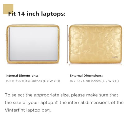 14 inch Laptop Sleeve Case for 14" MacBook Pro M5 Pro/Max (2026), Surface Laptop Studio 2, ThinkBook 14 Gen 8, IdeaPad 3i, Inspiron 14, 14.5" XPS 14, HP ThinkPad Notebook Bag Cover, Gold - color: Gold, size: 14 inch / Macbook 14