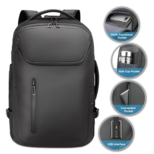 Large Rolling Backpack for Women&Men, 50L Travel Backpack with Wheels, Wheeled Backpack with USB C Port,TSA Lock Carry On for Travel, College, Teacher - color: Black-512