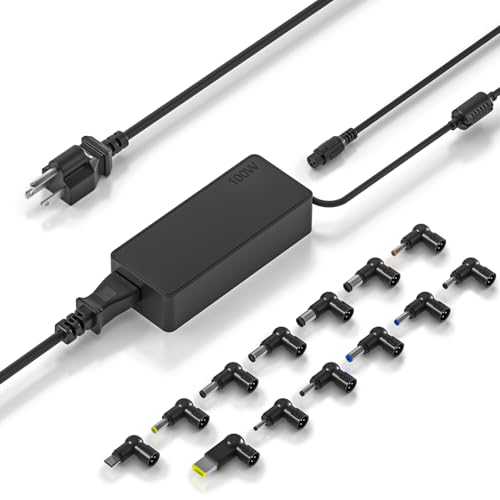 100W USB-C Laptop Charger with 13 Tips, Universal AC Adapter Compatible with Dell HP MacBook Vivobook ThinkPad IPad Lenovo Acer Asus Samsung, 90W 65W 45W Chromebook Power Supply