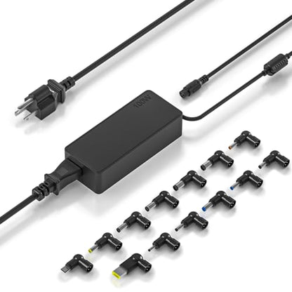 100W USB-C Laptop Charger with 13 Tips, Universal AC Adapter Compatible with Dell HP MacBook Vivobook ThinkPad IPad Lenovo Acer Asus Samsung, 90W 65W 45W Chromebook Power Supply
