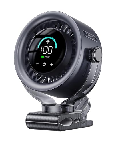 KIMMOO 4000mAh Rechargeable Portable Clip on Fan-100-Speed Touch Control, LED Display, 360° Rotate Quiet Turbo Desk Fan, Small Battery Operated USB Fan for Stroller Bed Travel Camping Golf Gym (Black) - color: Black