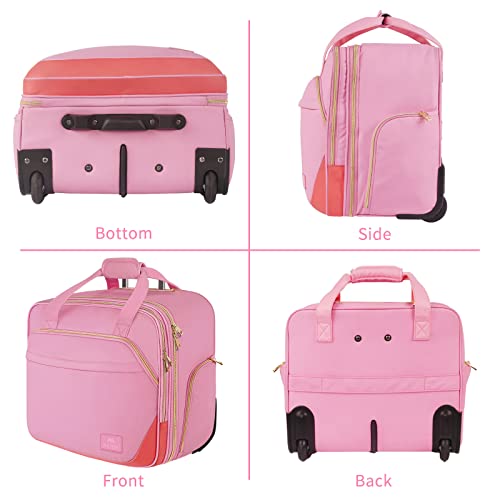 MATEIN Rolling Briefcase for Women, Large Rolling Laptop Bag with Wheels Fits 17 Inch Notebook Gifts for Office Women, Water Resistant Teacher Work Computer Travel Carry on Nurse Bags on Wheel, Pink