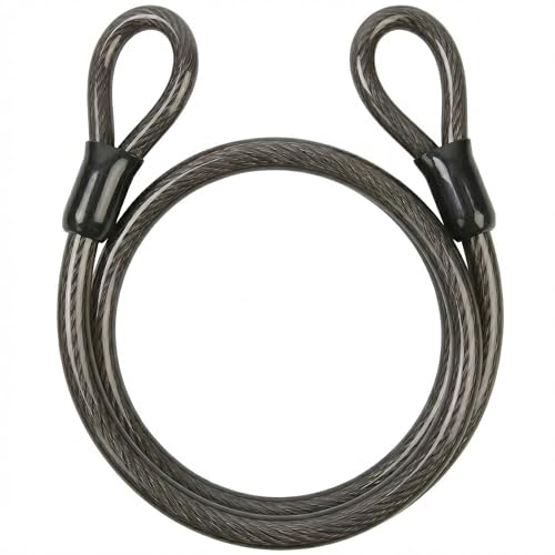Security Cable with Loops, 12MM Heavy Duty Lock Cable, 4FT 7FT 10FT 15FT 25FT 30FT Vinyl Coated Rust-Proof Flexible Steel Bicycle Security Cable for Motorcycle, Furniture, Gates (Black, 4FT) - size: 4FT