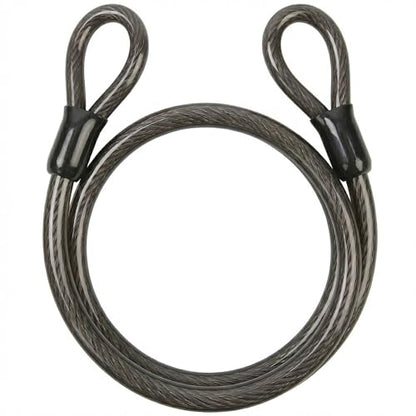 Security Cable with Loops, 12MM Heavy Duty Lock Cable, 4FT 7FT 10FT 15FT 25FT 30FT Vinyl Coated Rust-Proof Flexible Steel Bicycle Security Cable for Motorcycle, Furniture, Gates (Black, 4FT) - size: 4FT