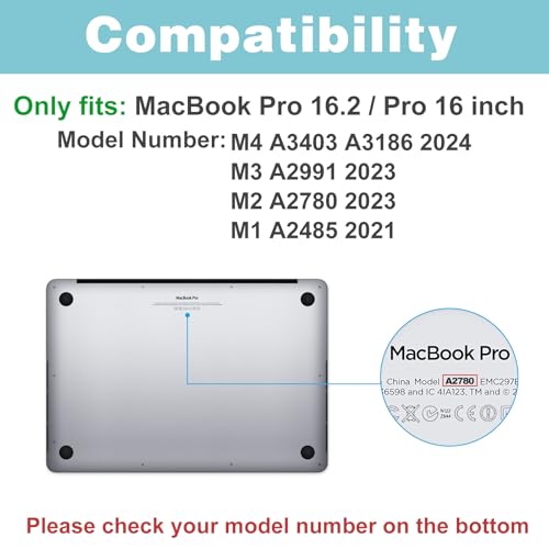 ProCase Slim case for MacBook Pro 16 Inch -Midnightblack | Translucent Hard Shell Shockproof Cover for 2026 2025-2021 MacBook Pro M5 M4 M3 M2 M1 Pro/Max - color: Midnightblack