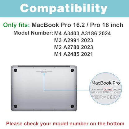 ProCase Slim case for MacBook Pro 16 Inch -Midnightblack | Translucent Hard Shell Shockproof Cover for 2026 2025-2021 MacBook Pro M5 M4 M3 M2 M1 Pro/Max - color: Midnightblack
