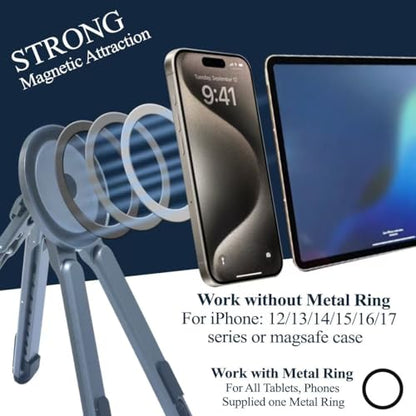 Foldable Desktop Portable Laptop Stand, Adjustable Laptop Riser with Magnetic Phone Holder, Aluminum Alloy Notebook Stand Compatible with 10-16” Laptops and 4-13”Phones/Tablets(Silver Gray) - color: Silver Gray