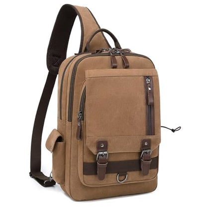 mygreen Canvas Cross Body Messenger Bag Shoulder Sling Backpack Travel Rucksack - color: Coffee-xl, size: X-Large