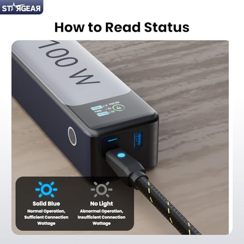 Starlink Mini Cable 6.5FT, Max 140W Input Starlink Mini USB C to DC Power Cable with Indicator Light, Braided Wear-Resistant for 16AWG, Work with 20V/100W, 28V/140W PD Power Source (Black) - size: Black Braided 6.5FT with LED