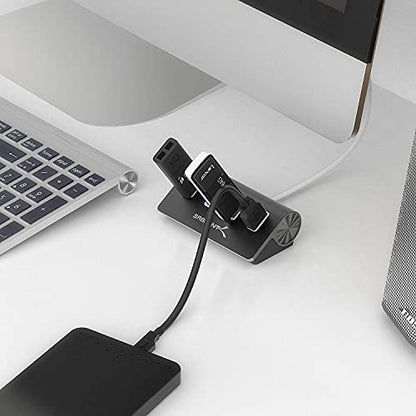 SABRENT 4-Port USB 3.0 Hub Aluminum Portable Data Hub with 2.5ft USB 3.0 Cable for iMac, MacBook, MacBook Pro, MacBook Air, Mac mini, or Any PC [Black] (HB-MC3B) - size: USB-A 4-Port – Black