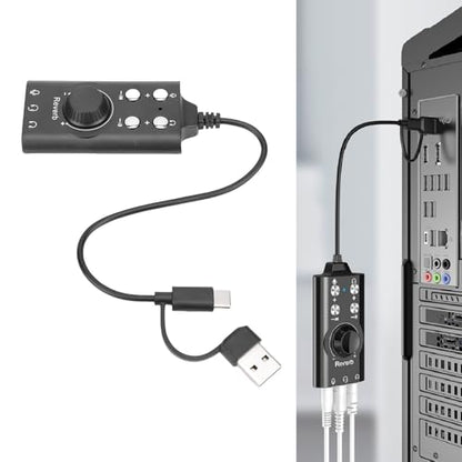 USB Sound Card, External Sound Card with Volume Control and Voice Changer, USB to 3.5mm Audio Adapter for PC Laptop Computer