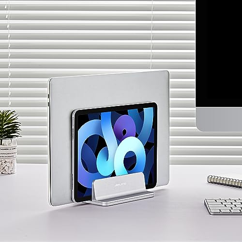 JARLINK Vertical Laptop Stand, Aluminum Laptop Holder Desktop Stand with Adjustable Dock Size (up to 17.3 inches) Compatible with All MacBook/Surface/Dell/Gaming Laptops (Silver) (Pack of 2) - color: Silver, size: 1-slot (Pack of 2)