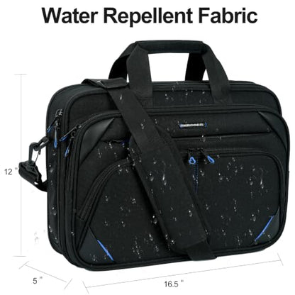 KROSER Laptop Bag 15.6 Inch Briefcase Messenger Bag Water Repellent Computer Case Shoulder Bag Durable Tablet Sleeve for Business/College/Women/Men - Black/Blue - color: Black/Blue, size: 15.6 INCH