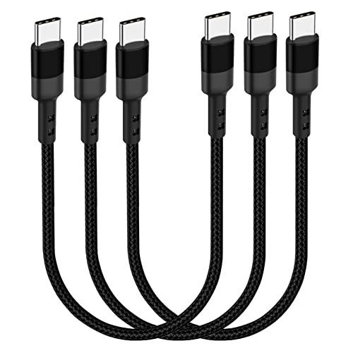 Short USB C to USB C Cable 1FT, 3 Packs, 60W PD Fast Charging | 12 inch Type C Charger Cord, 20V 3A USB 2.0 Data Transfer, Flexible Compatible for Dock Station, Galaxy, Pixel, MacBook