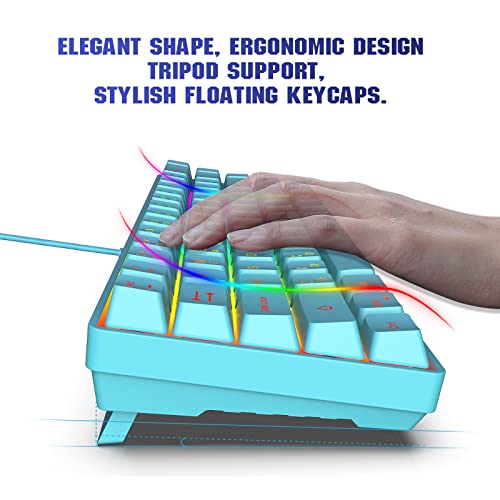 Snpurdiri 60% Membrane Gaming Keyboard,RGB Compact Wired Small Keyboard, Strong Mechanical Feel for PC/Mac Gamer, Typist, Travel, Easy to Carry on Business Trip(68 Keys,Blue) - color: Blue