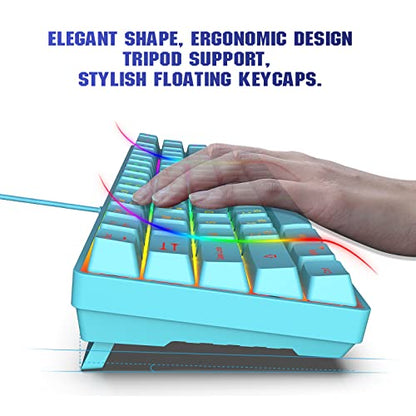 Snpurdiri 60% Membrane Gaming Keyboard,RGB Compact Wired Small Keyboard, Strong Mechanical Feel for PC/Mac Gamer, Typist, Travel, Easy to Carry on Business Trip(68 Keys,Blue) - color: Blue
