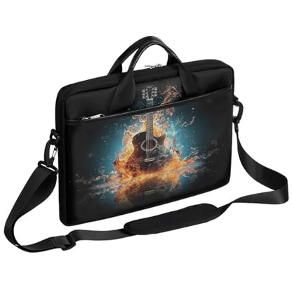 Laptop Shoulder Bag for Women Men, Waterproof Computer Case Messenger Bag Briefcase for Business Office Travel - color: Music Guitar in Water and Fire