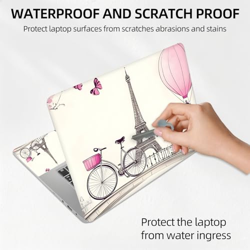 Paris Eiffel Tower Bicycle Universal Laptop Skin Sticker 3PCS, Protective Decal Trim-to-Fit 11.6" 13.3" 14" 15.6" Laptop Vinyl Cover, Removable Anti-Scratch Computer Decal Protector - color: Paris Eiffel Tower Bicycle