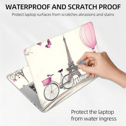 Paris Eiffel Tower Bicycle Universal Laptop Skin Sticker 3PCS, Protective Decal Trim-to-Fit 11.6" 13.3" 14" 15.6" Laptop Vinyl Cover, Removable Anti-Scratch Computer Decal Protector - color: Paris Eiffel Tower Bicycle
