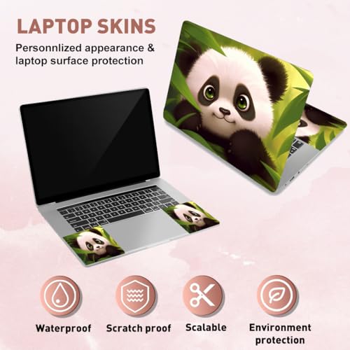 PLIGREAT Cute Panda Laptop Decal Sticker Skin Cover, Cartoon Laptop Stickers Skins Decal Fits 12" 13" 13.3" 14" 15" Laptops Universal Removable Vinyl Notebook Art Protector Netbook PC Cover Decals