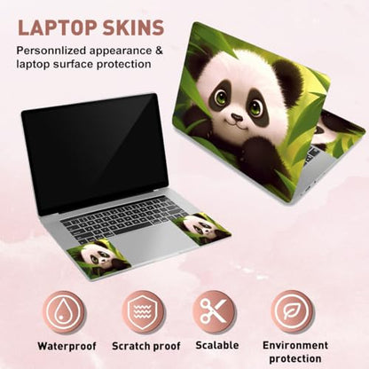 PLIGREAT Cute Panda Laptop Decal Sticker Skin Cover, Cartoon Laptop Stickers Skins Decal Fits 12" 13" 13.3" 14" 15" Laptops Universal Removable Vinyl Notebook Art Protector Netbook PC Cover Decals